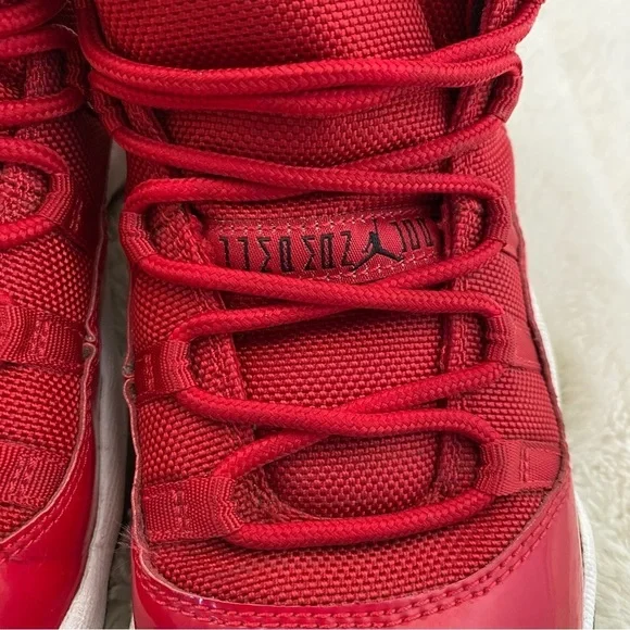 Air Jordan 11 Retro ‘Win Like 96’ Red High-Top Sneakers Basketball Size 6.5Y - Picture 3 of 11